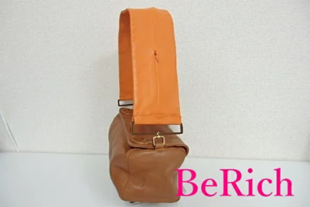 Prada Brown Shoulder Leather Bag Orange Handbag Brown Orange